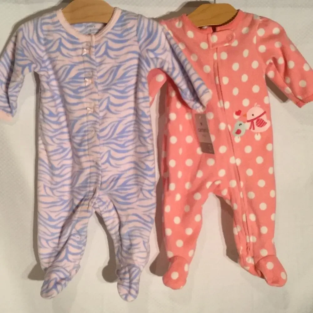 Carters girl fleece footie pjs 3m size in a bundle